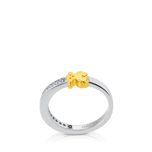 Gold Puppies Ring with Diamond