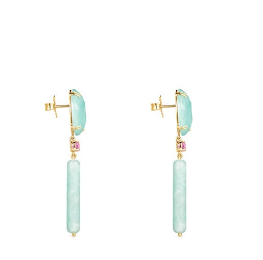 Long Gold with Amazonite and Ruby Vita Earrings | TOUS