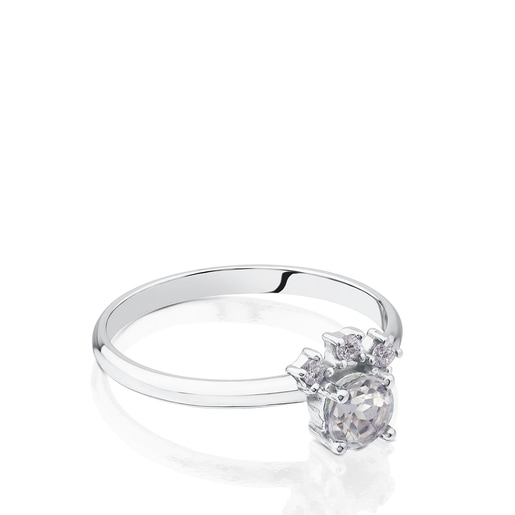 Bague Eklat en Or blanc avec Diamants et Topaze