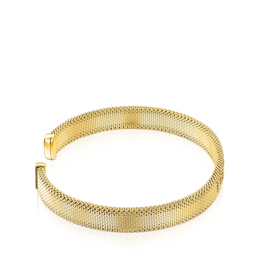 Gold-colored IP Steel Mesh Bracelet embossed TOUS
