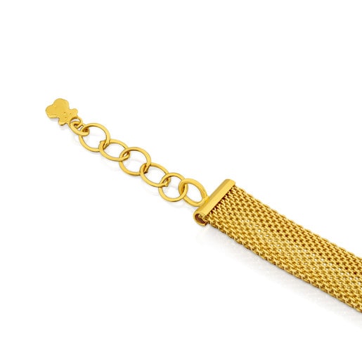 White and Yellow Gold Icon Mesh Bracelet with Diamond