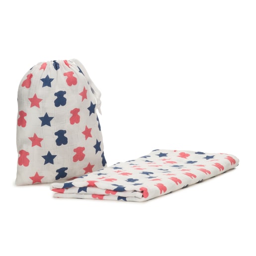 Tous - Muse Muslin Blanket With Gauze Cover In Navy Blue - Bavlna