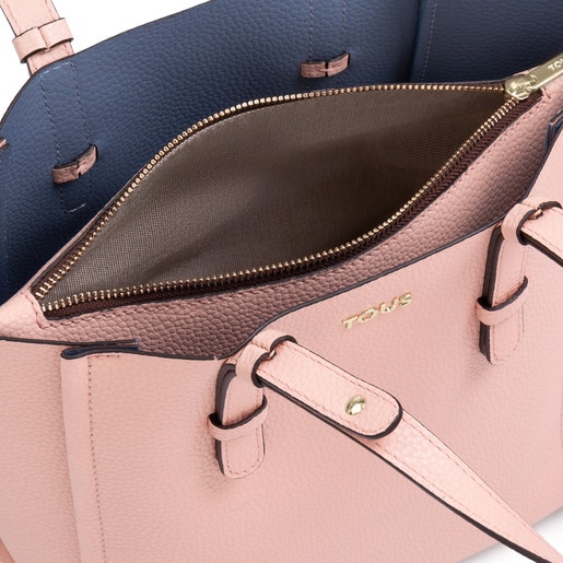 حقيبة تسوق Floriana من الجلد باللونيْن الوردي والأزرق