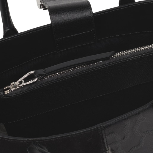 Large black Leather TOUS Icon City bag