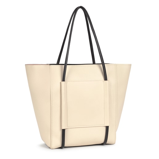 Large beige Leather TOUS Empire Shopping bag