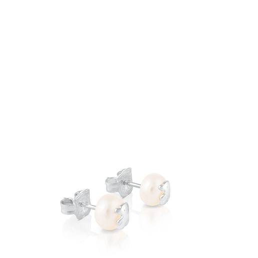 Silver TOUS Bear Earrings with Pearl