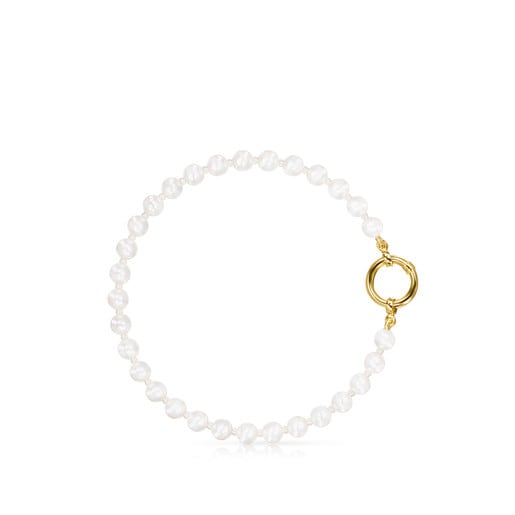 Gold Hold Bracelet with Pearls