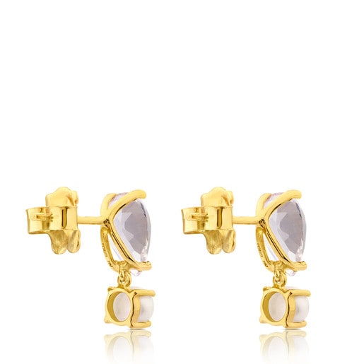 Gold with Topaz and Pearl Eklat Earrings