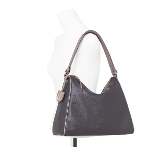Gray-taupe colored Leather Arisa Shoulder bag