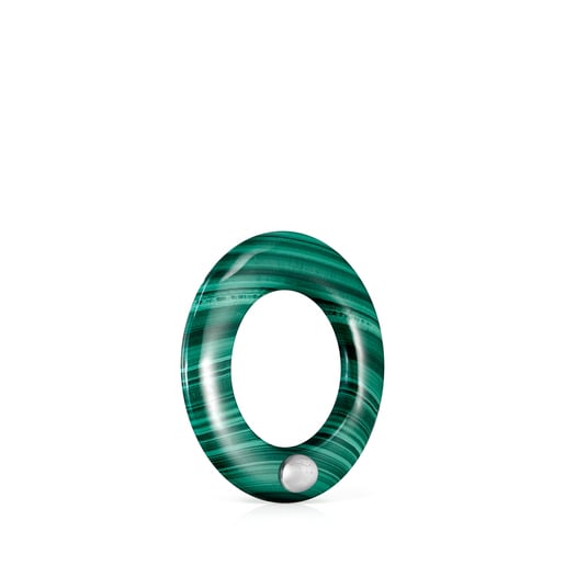 Anilla grande Hold Gems de Malaquita y Plata