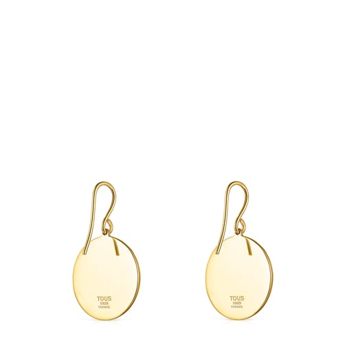 Kurze Kreis-Ohrringe Minifiore aus Vermeil-Gold und Muranoglas