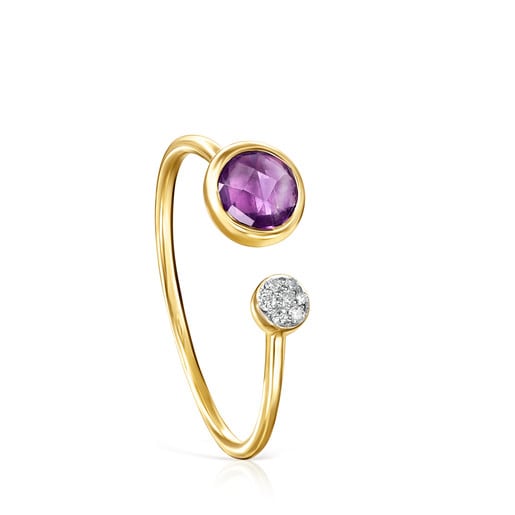 Gold with Amethyst and Diamonds Color Kings Ring