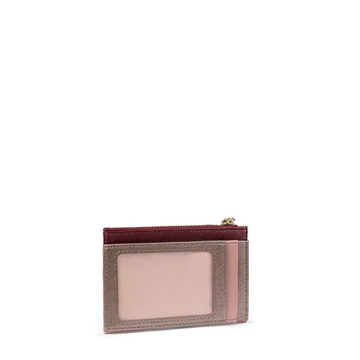 Porte-monnaie et porte-cartes Carlata rose et bordeaux