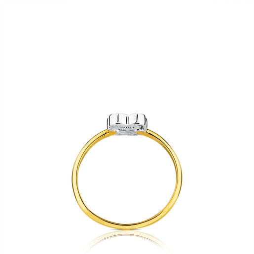 White and yellow Gold TOUS Bear Ring with Diamond