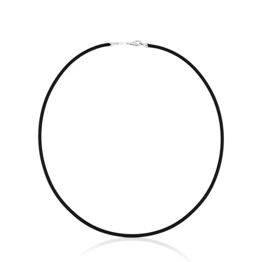 Chaîne TOUS Chokers moyenne en Caoutchouc noir de 3 mm, 50 cm.