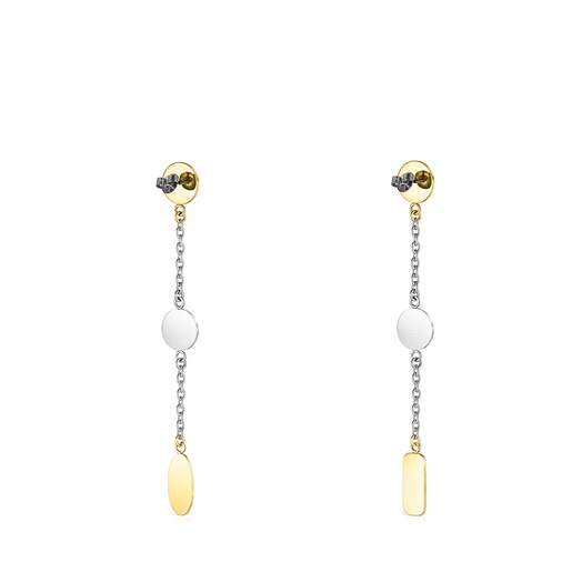 Long two-toned Steel TOUS Good Vibes Earrings