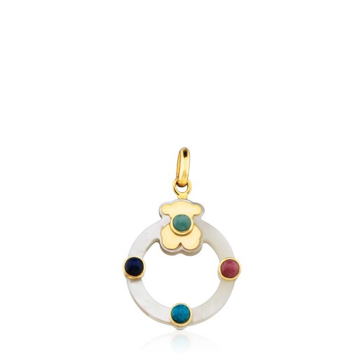 Gold Super Power Pendant with Mother-of-pearl and Gemstones