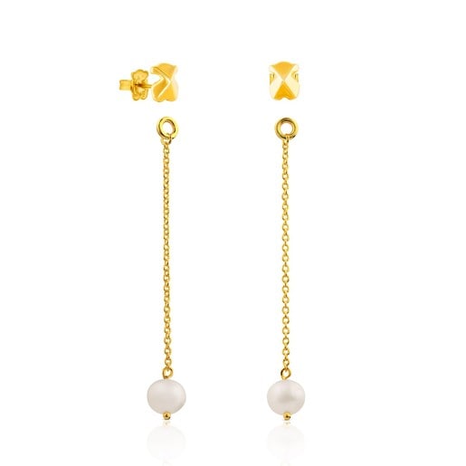 Gold Tack Pendant Extension with Pearl