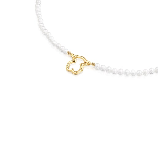 Gold Hold Bear Necklace with Pearls | TOUS