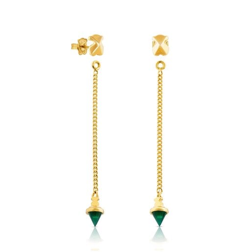 Vermeil Silver Tack Earrings with Chrysoprase