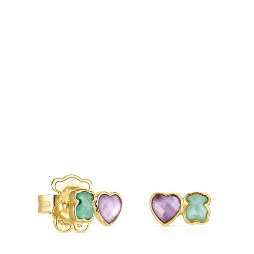 Glory Earrings in Silver Vermeil with Amazonite and Amethyst