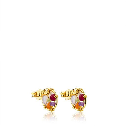 Gold Garabato Earrings with Gemstones