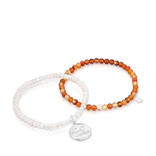 TOUS Good Vibes Mama Bracelets set with Carnelians and Pearls
