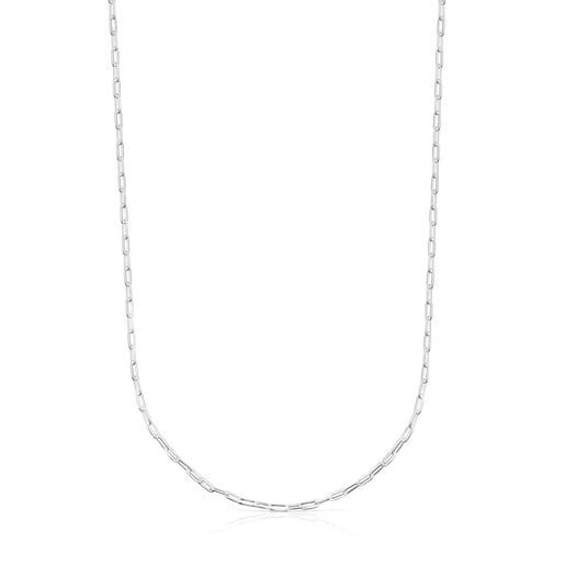 Gargantilla larga de plata con anillas ovales, 95 cm Chain