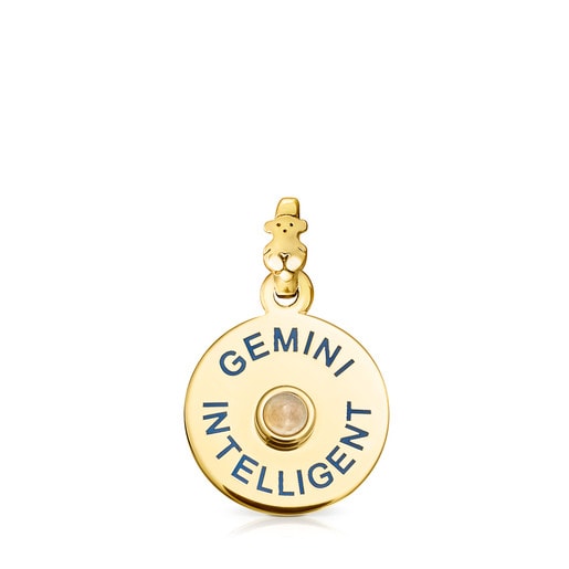 قلادة Horoscopes Gemini من TOUS من الفضة المذهبة المرصعة بالعقيق الأبيض