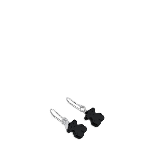 Silver Ming Earrings with Onyx