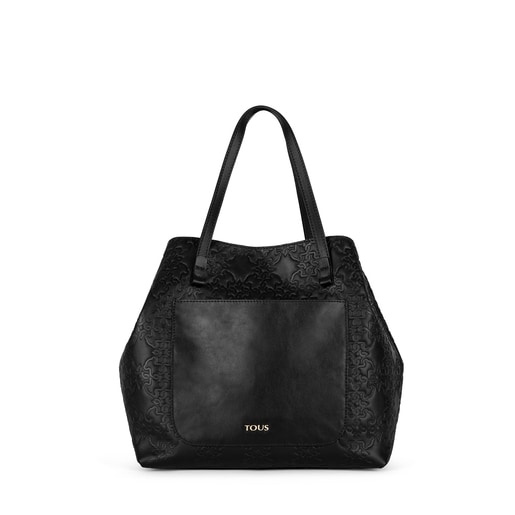 Medium black colored Leather Mossaic Tote bag 