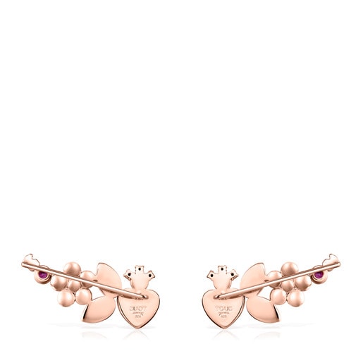 Ear cuff Real Sisy από ροζ Χρυσό Vermeil με Πολύτιμους Λίθους