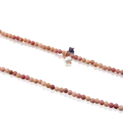 Naszyjnik z kolekcji Camille wykonany z różowego srebra vermeil iolitem i perłą