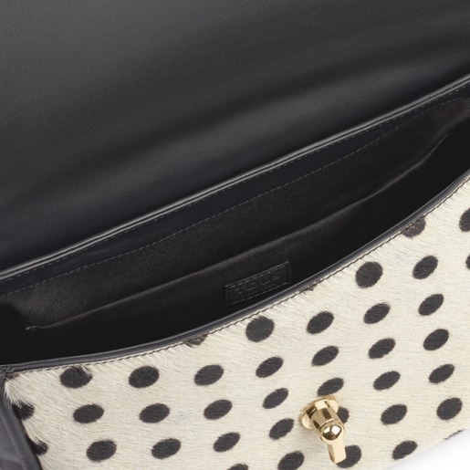 Small leather white-black Bridgy Warm crossbody bag