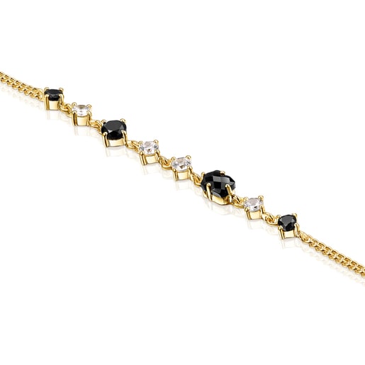 Pulsera Glaring con baño de oro 18 kt sobre plata con ónix y zircón