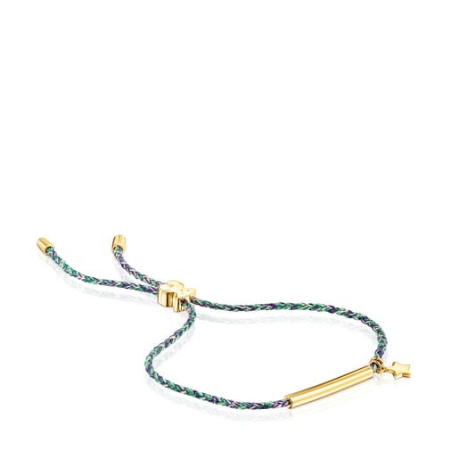 Silver Vermeil TOUS Good Vibes star Bracelet with green Cord | TOUS