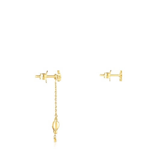 Short/long Gold Teddy Bear Stars Earrings with Diamonds