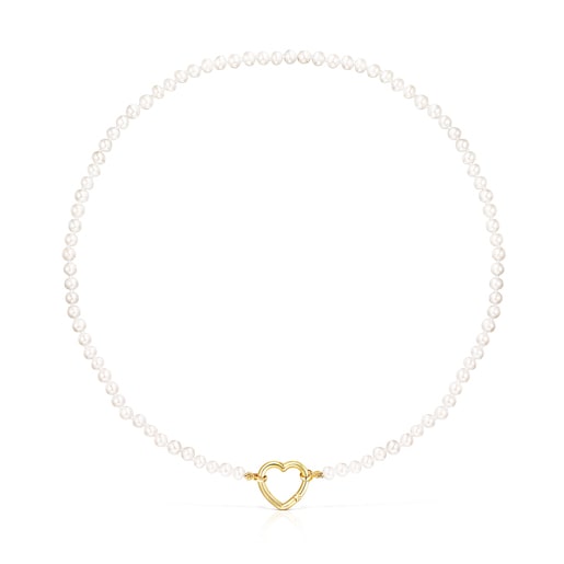 Hold Gold heart Necklace with Pearls