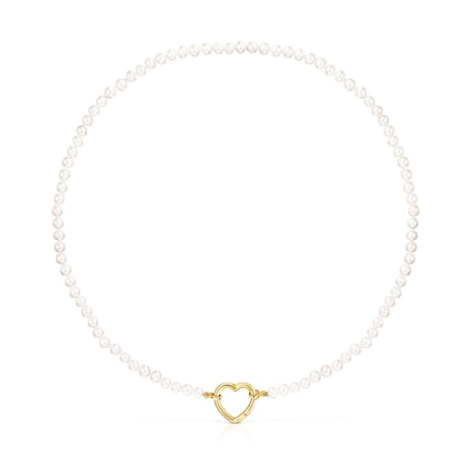 Hold Gold heart Necklace with Pearls | TOUS