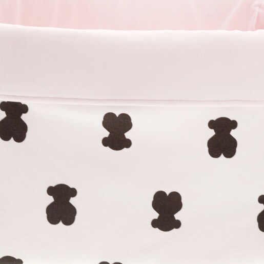 Multi Bear fabric baby basket in Pink