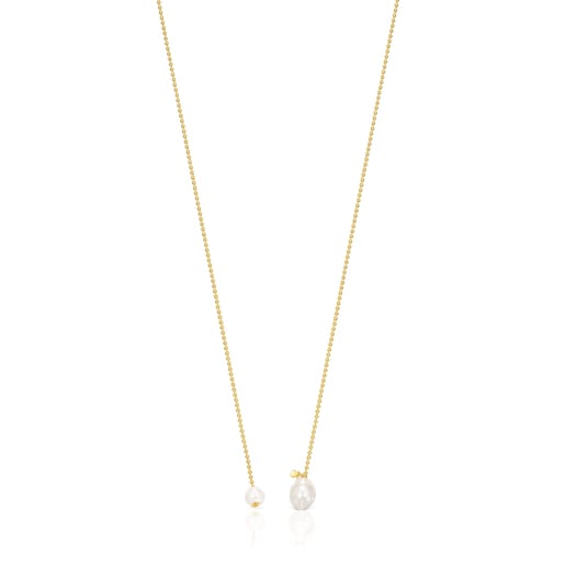 Silver Vermeil Gloss open Necklace with Pearls | TOUS