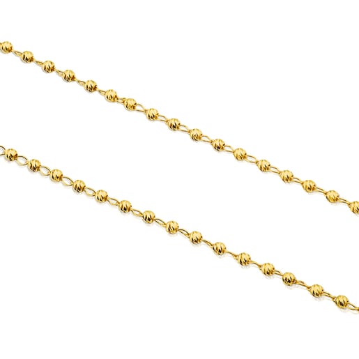 Enge Halskette TOUS Chain aus Gold, 45 cm lang mit Ringen und Kugeln.