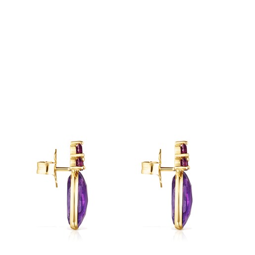 Gold Luz Earrings with Amethyst and Rhodolite | TOUS