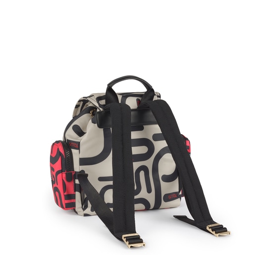 Mochila Pequeña Doromy Beige-Fucsia