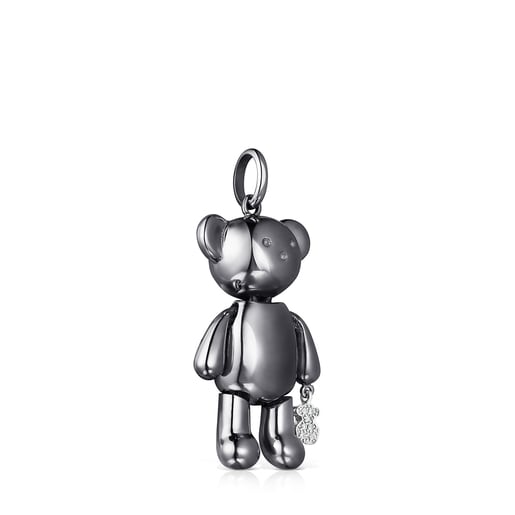 Large Titanium Teddy Bear Pendant with Diamonds – Limited Edition