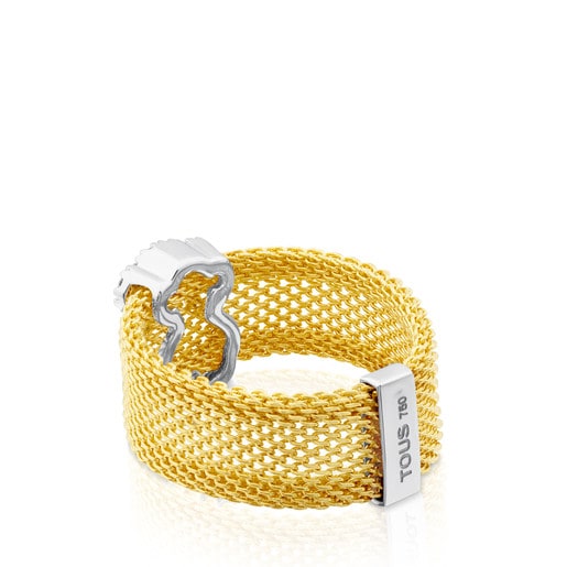 Gold Icon Mesh Ring in Gold with Diamonds