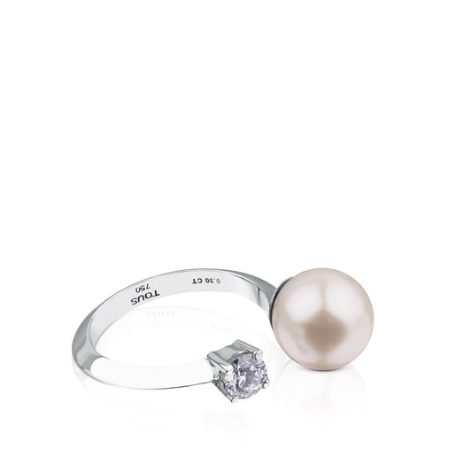 Anillo ATELIER Classic de oro blanco con perla y diamante