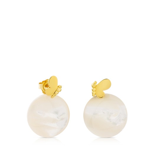 Gold Bera Butterfly Earrings with Mother-of-pearl