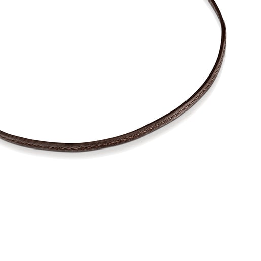 Collar TOUS Good Vibes trébol con baño de oro 18 kt sobre plata, gemas y cuero marrón