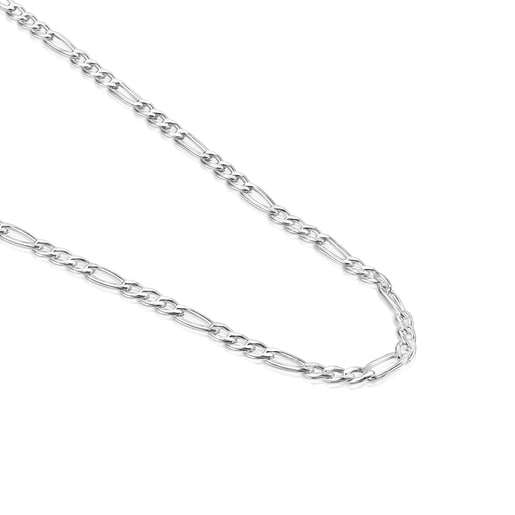 Mittellange Halskette TOUS Chain aus Silber im Stil einer Panzerkette, 65 cm lang.